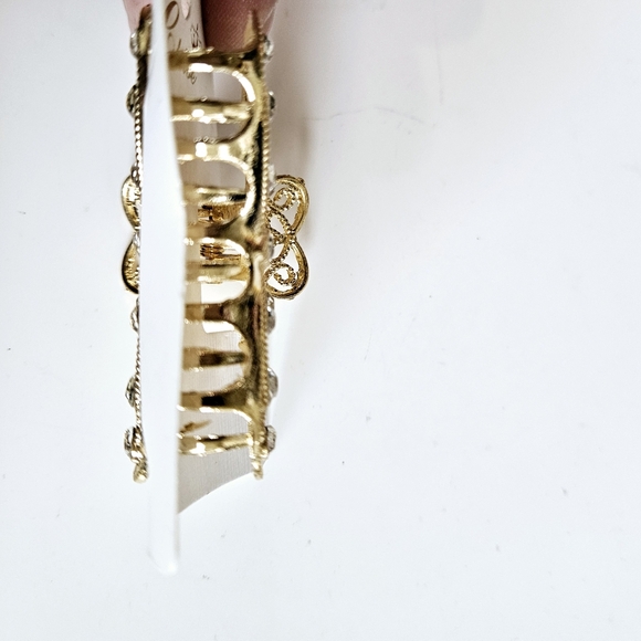 NWT Medium Rhinestone Gold Enamel Claw Hair Clip! - Picture 15 of 16